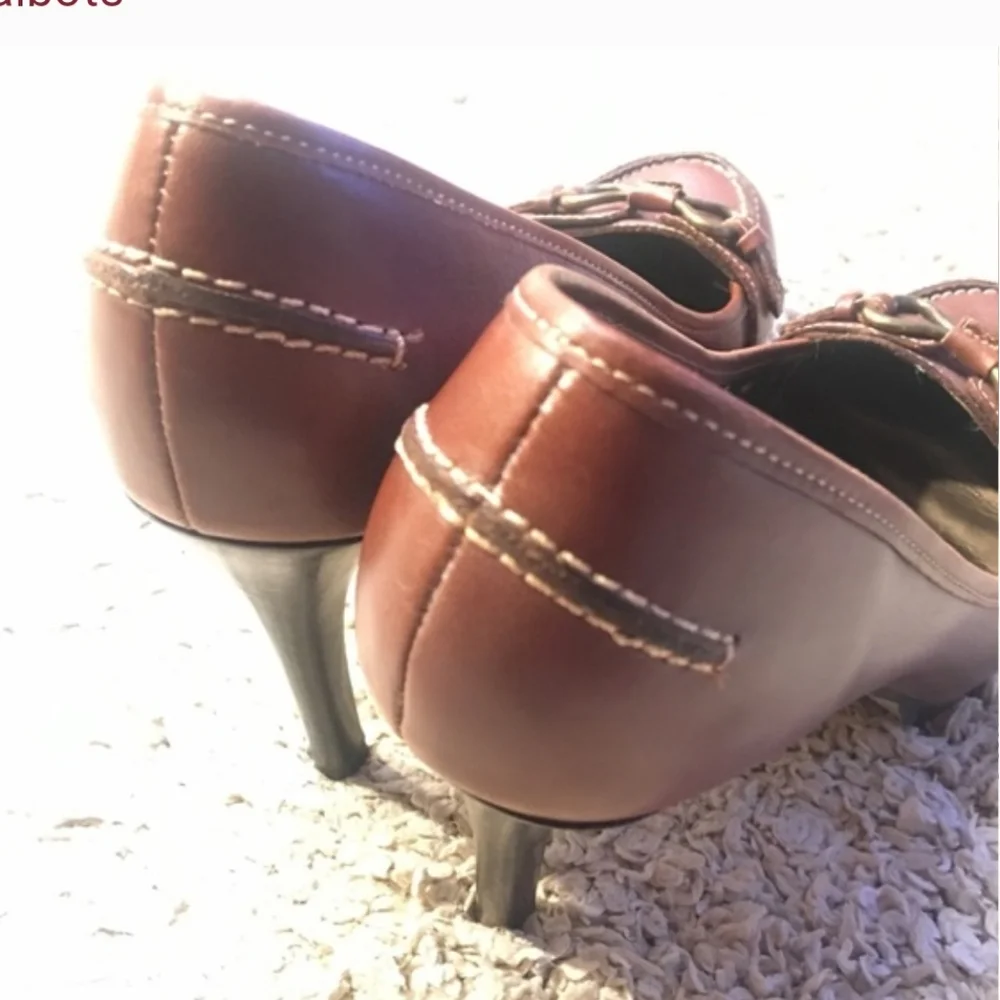 TALBOTS BROWN SMOOTH LEATHER HEELS SIZE 7.5